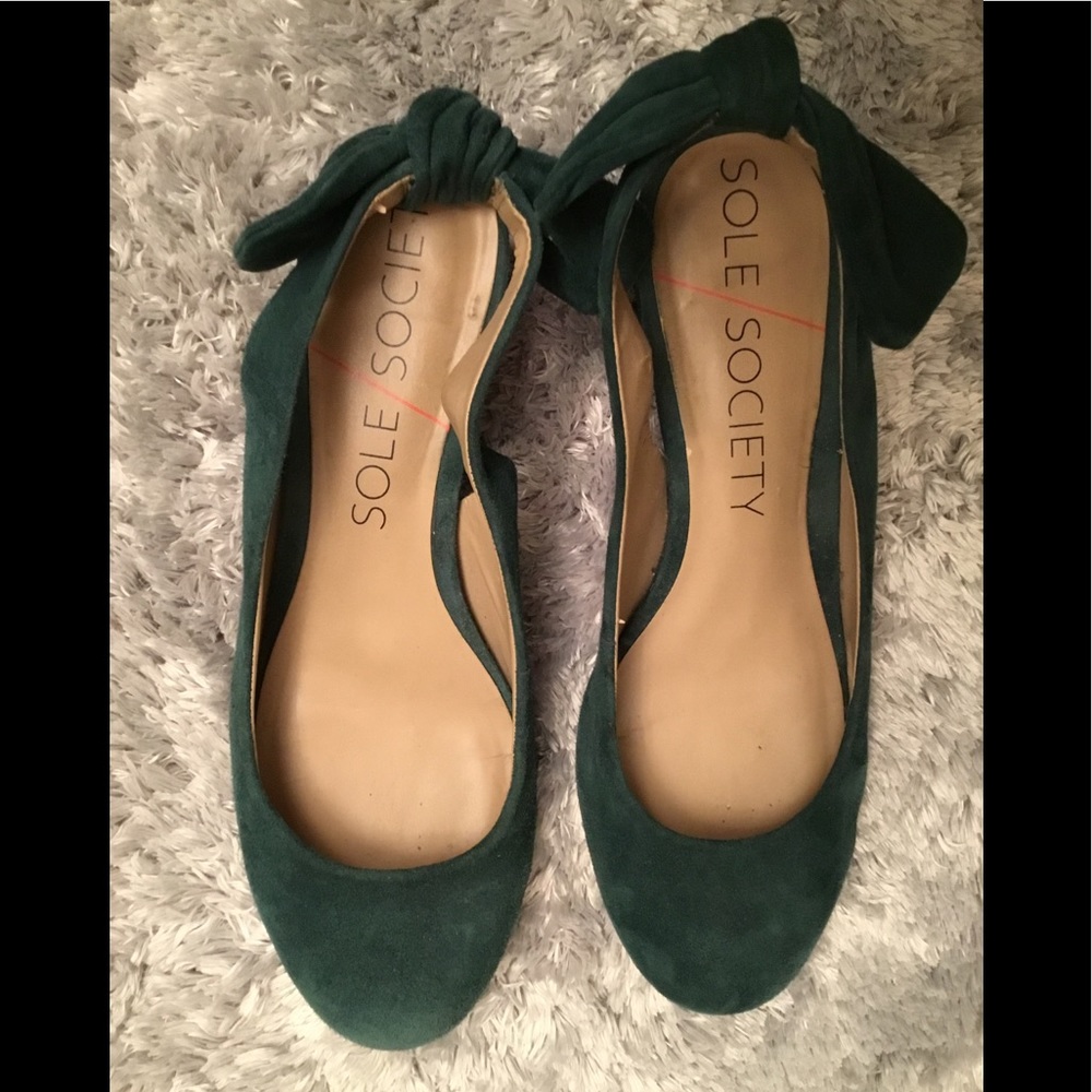 Green Round Tow Suede Flat Sz9